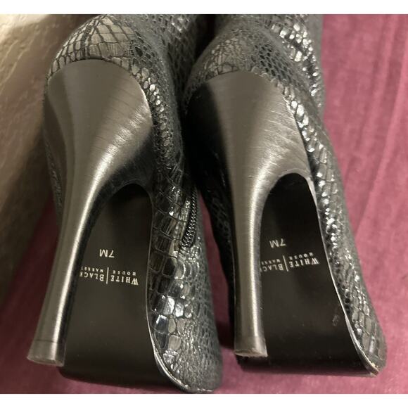 White House Black Market Metro Blk Croc Design Long Dress High Heel Boots, 7 - Picture 7 of 10